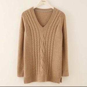 Boden Tessa Camel Cable Sweater Tunic - Medium